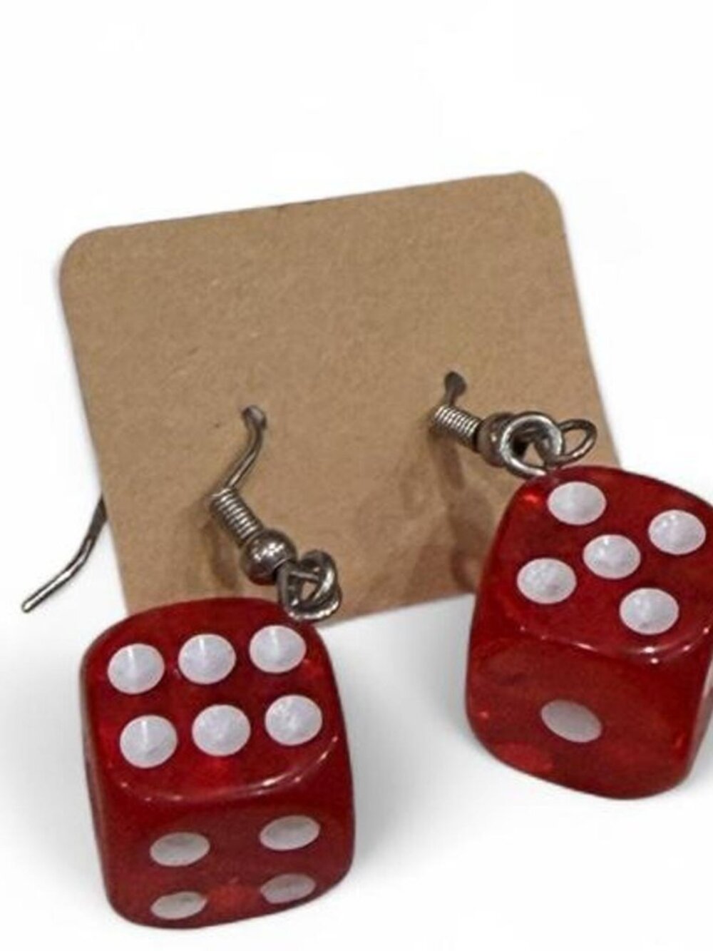Red Dice Earrings with White Dots